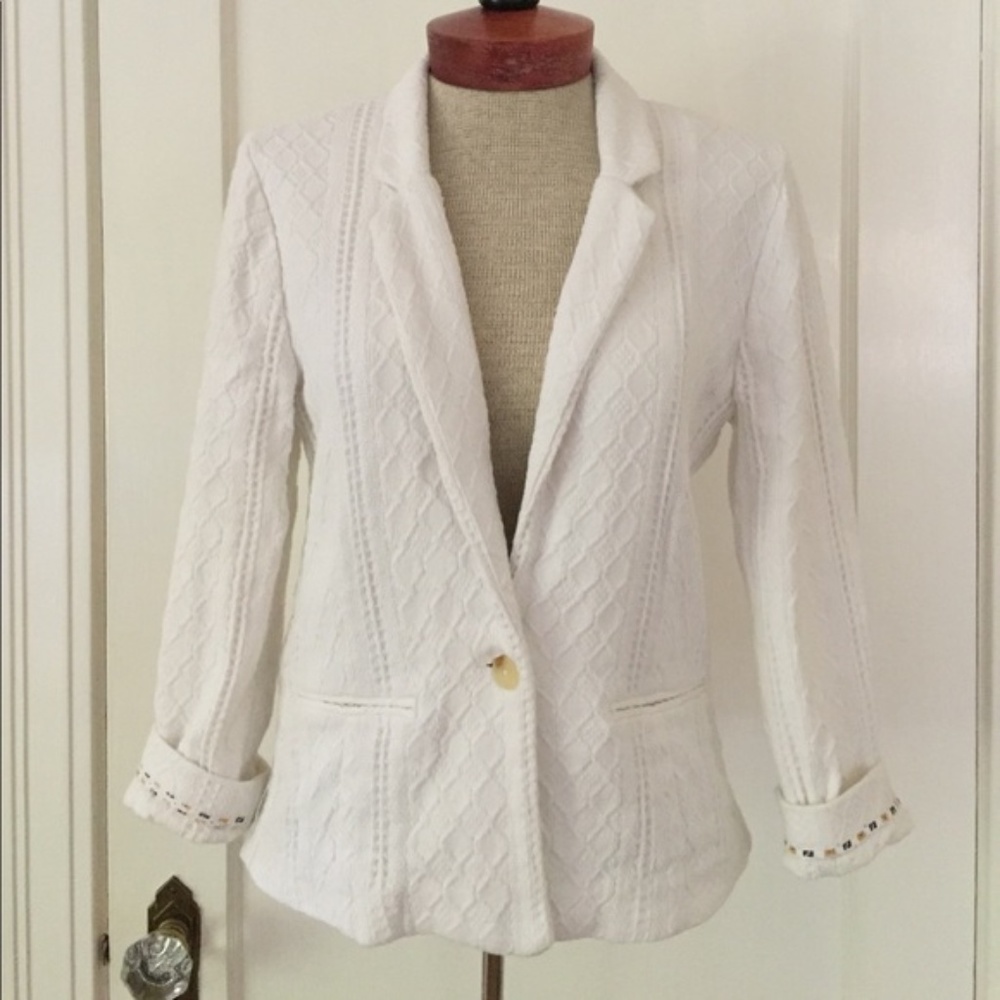 Lucky Brand Cotton Knit Textured Blazer SMALL